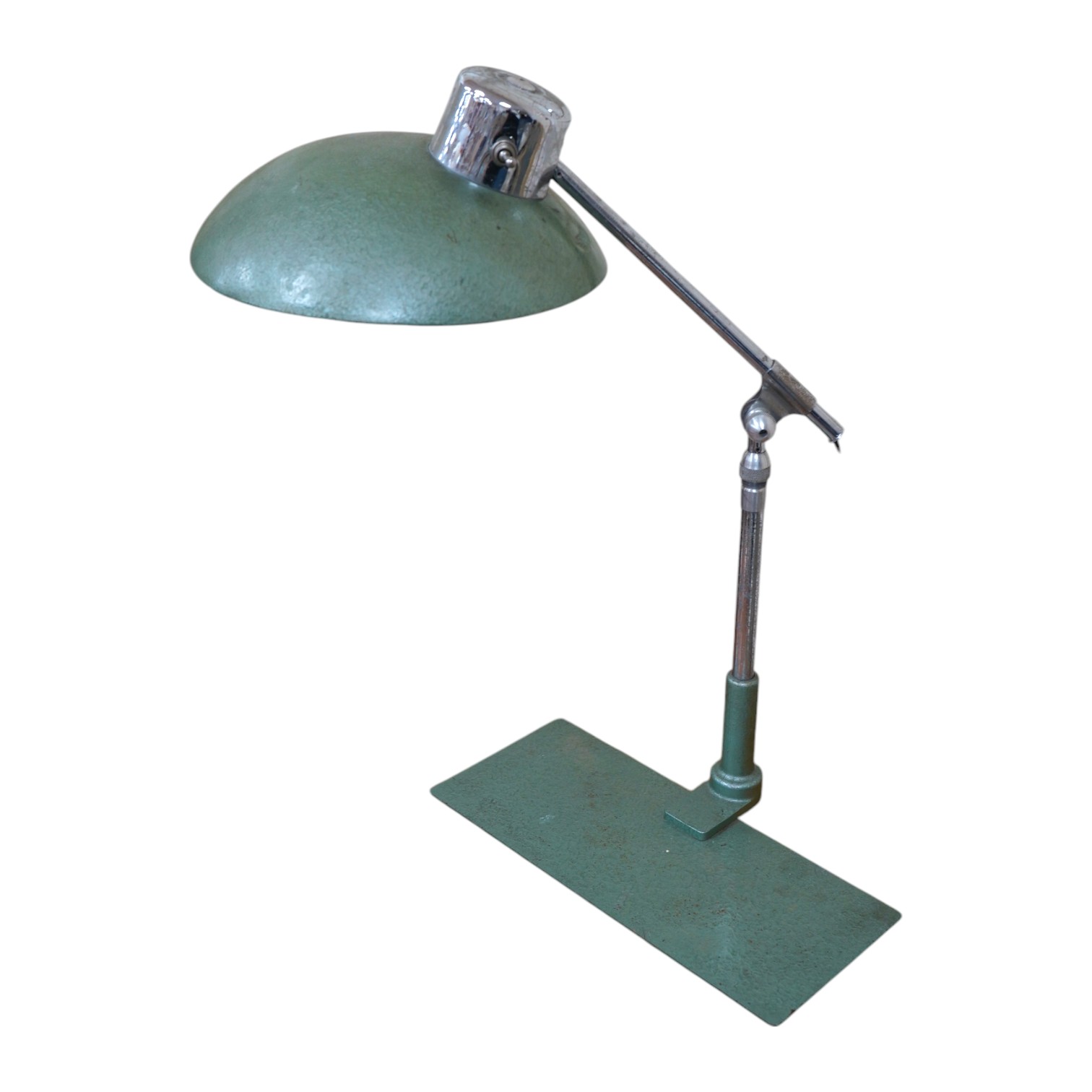 A French 1950's aluminium industrial ‘angle poise’ desk lamp. Condition - fair, untested